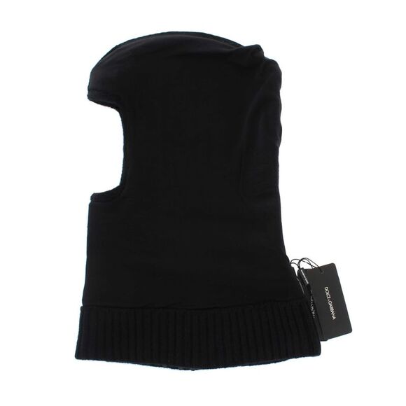 Dolce & Gabbana Black Knitted Sequin Hood Scarf Women's Hat